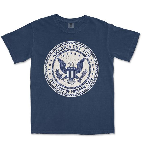 America Est 1776 Eagle Badge 250th Anniversary Shirt