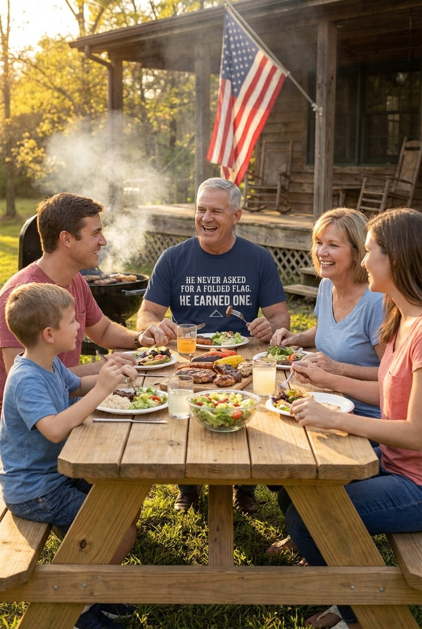 Beyond Sacrifice – The Folded Flag Veteran Dad Shirt