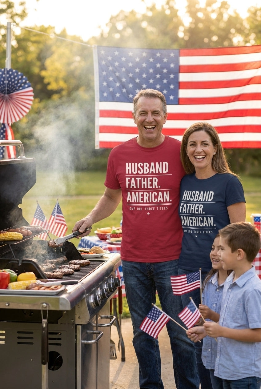 Husband. Father. American. | One Job, Three Titles Tee