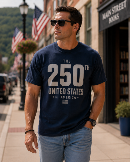 THE 250TH UNITED STATES Modern Hierarchy Typography Tee