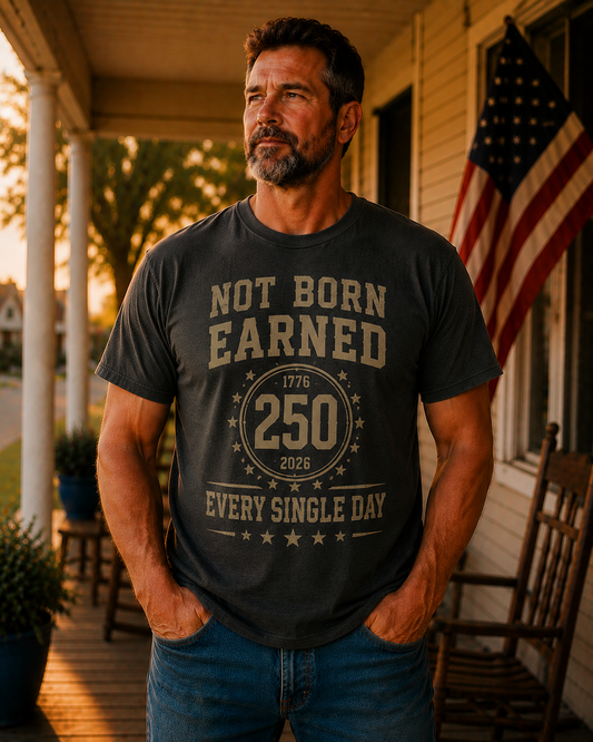 Not Born Earned Every Single Day 250 Anniversary Patriotic Shirt