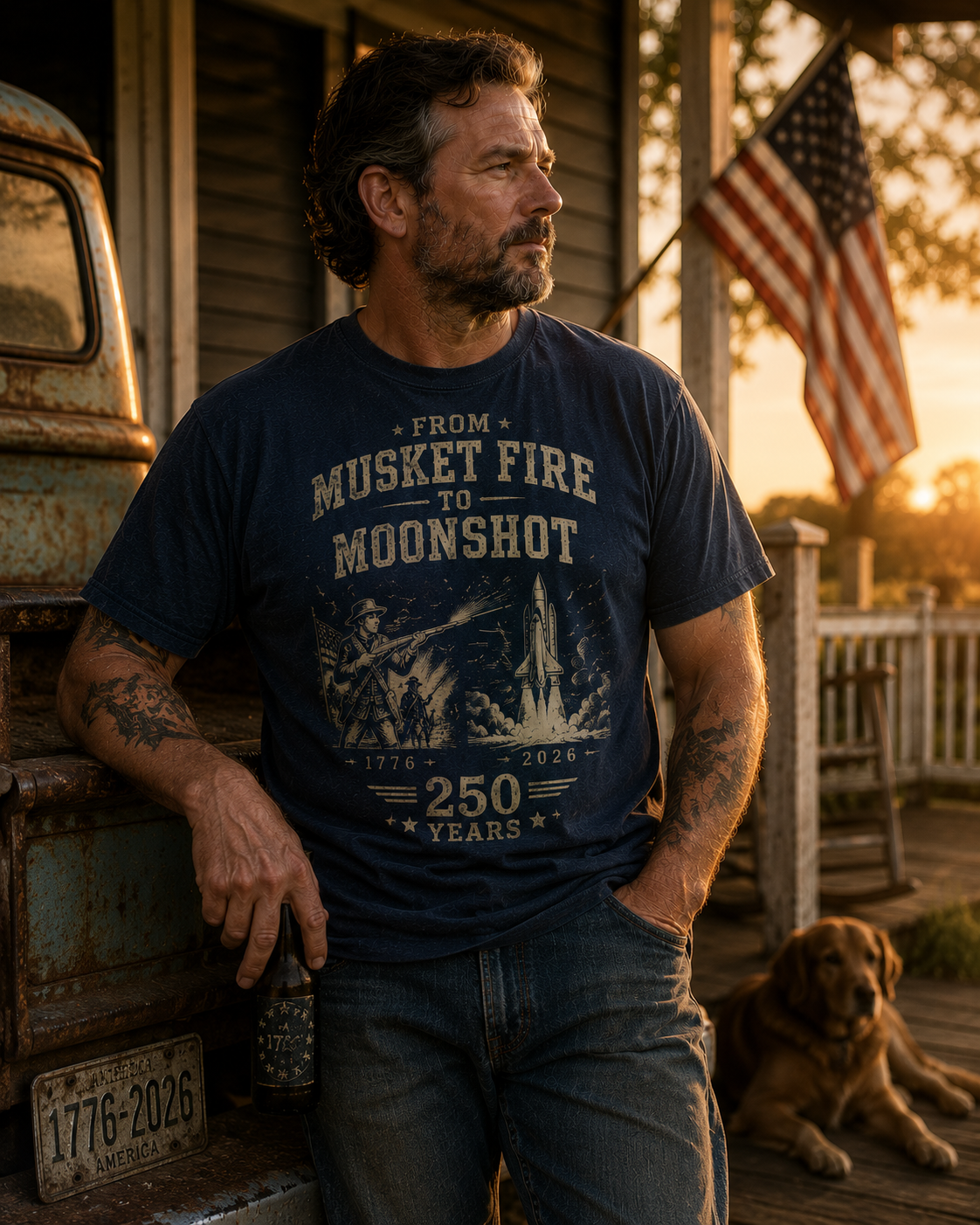 From Musket Fire To Moonshot 250 Years USA Patriotic Shirt